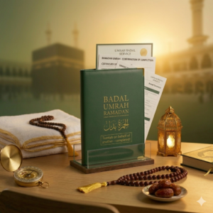 Badal Umrah in Ramadan (proxy Umrah) inside the illuminated Masjid al-Haram during the blessed month of Ramadan