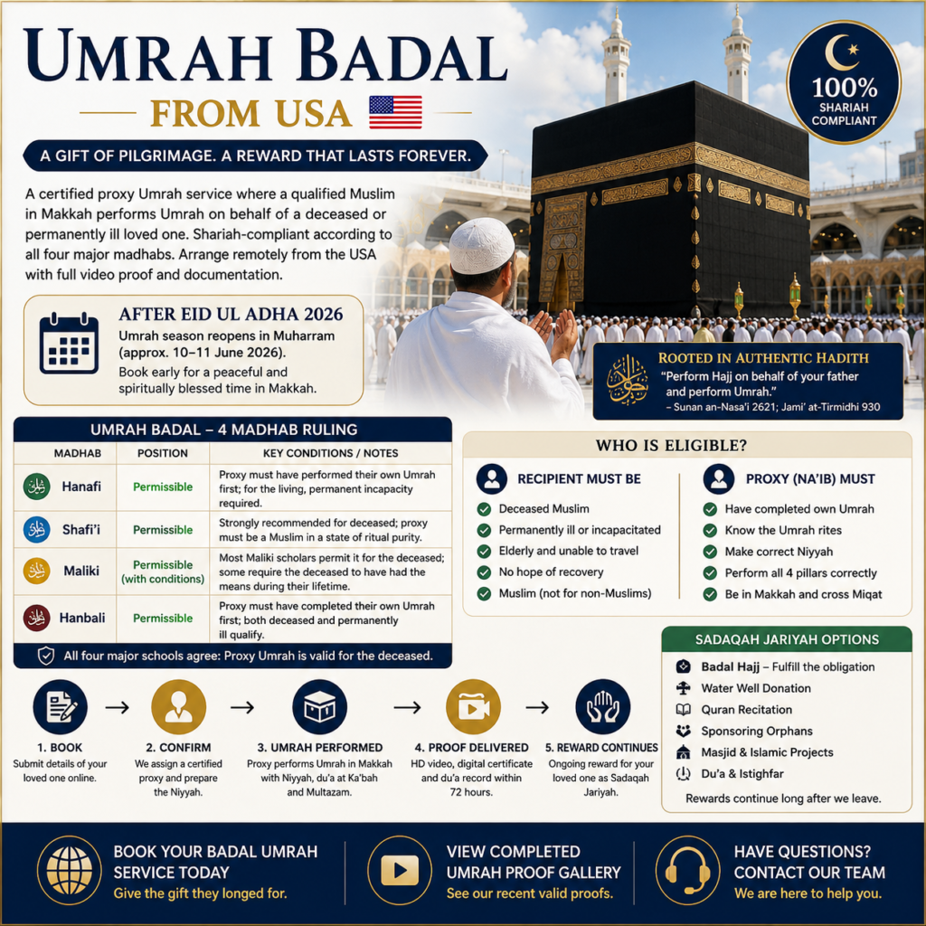 Umrah Badal from USA. Book Now 2026