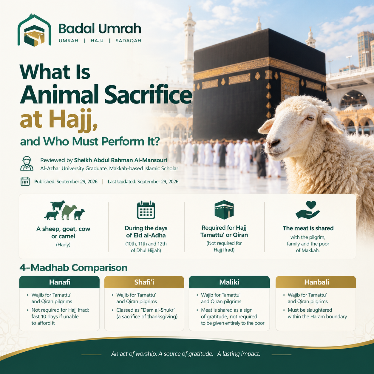Animal Sacrifice at Hajj : Ruling & How to Arrange It | Badal Umrah